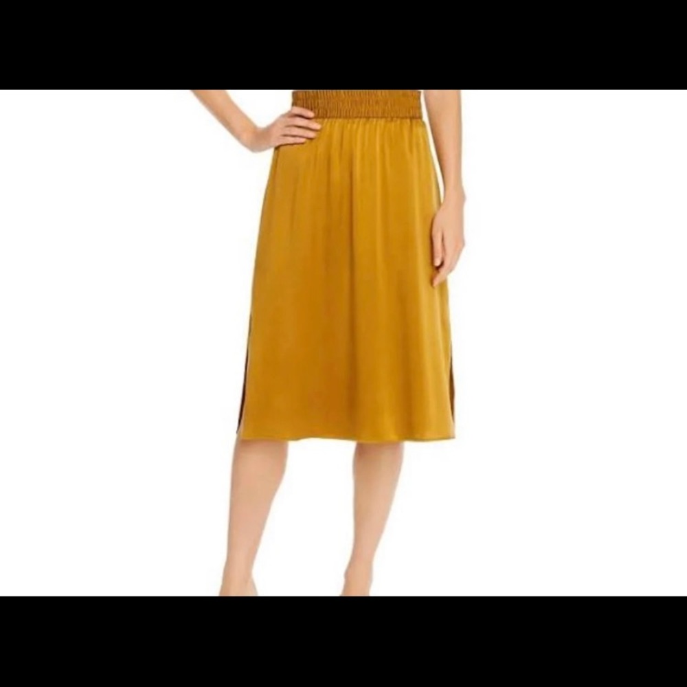 Gold Pencil Silk Skirt